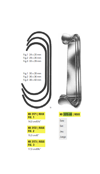 Набор ретракторов Roux, Fig.1-3