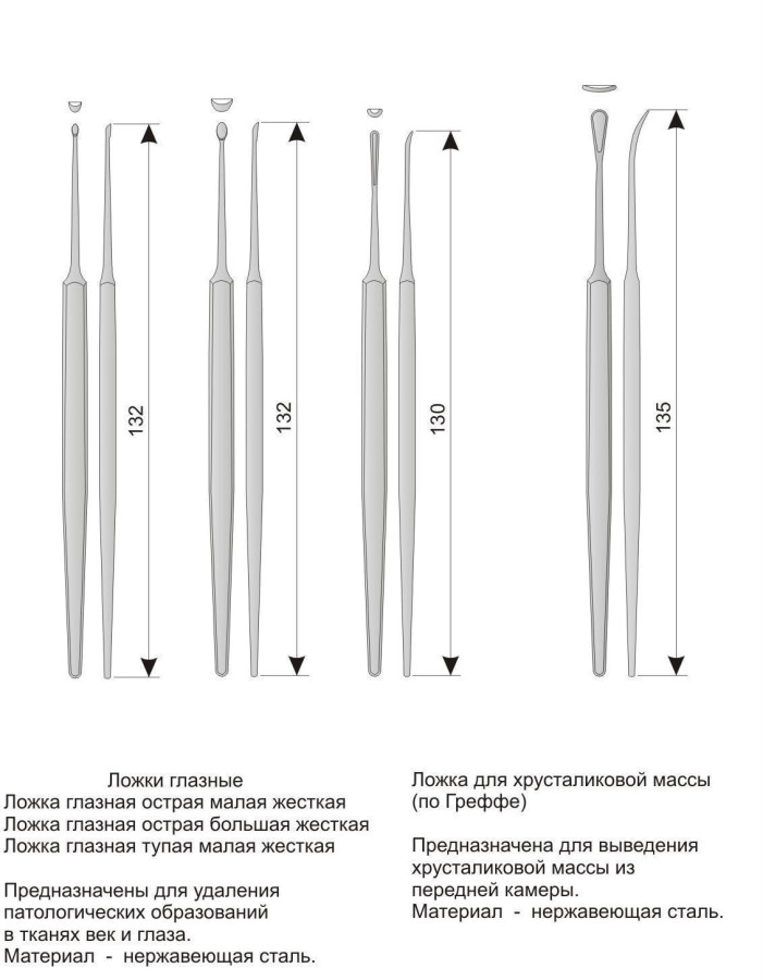 ложка глазная острая малая жесткая  *