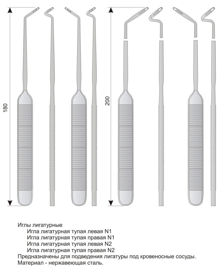 игла лигатурная тупая правая № 1