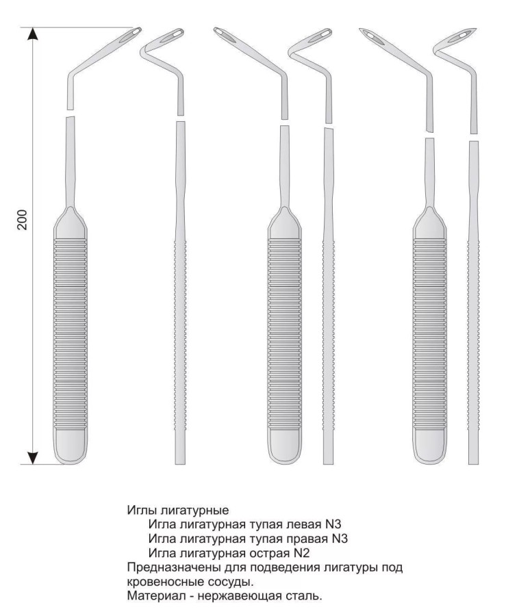 игла лигатурная тупая правая № 3