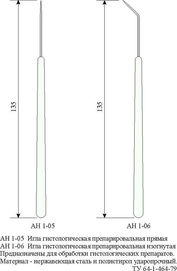 Игла лабораторная гистологическая  препарировальная изогнутая*