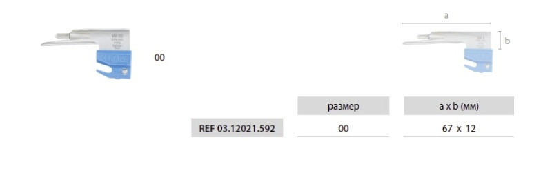 Клинок Тип Economy Miller С №00 (Прямой, отличается от стандартного клинка Miller креплением из термостойкого пластика)